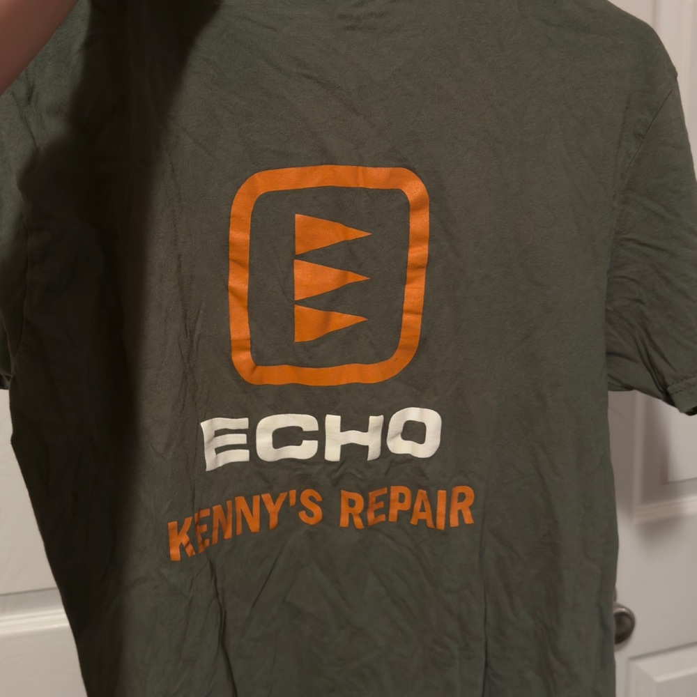 Echo Olive Green Tee with Bold Orange and White Design